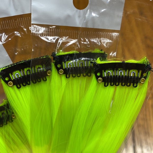Neon Yellow Hair Clip-Ins 22inch - Picture 4 of 4